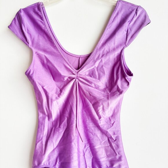 Vintage Danskin Lavender Purple Nylon Leotard S/M - Picture 3 of 5